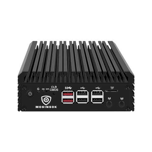 MOGINSOK 2,5 GbE Firewall Appliance Mini PC, 12. Generation Intel N100 (3,4 GHz) 4 x Intel I226 V Nics lüfterloser Mini-Computer-Router 16 GB DDR5 Ram 256 GB PCIE 3.0 SSD, unterstützt PFsense OPNsense von MOGINSOK