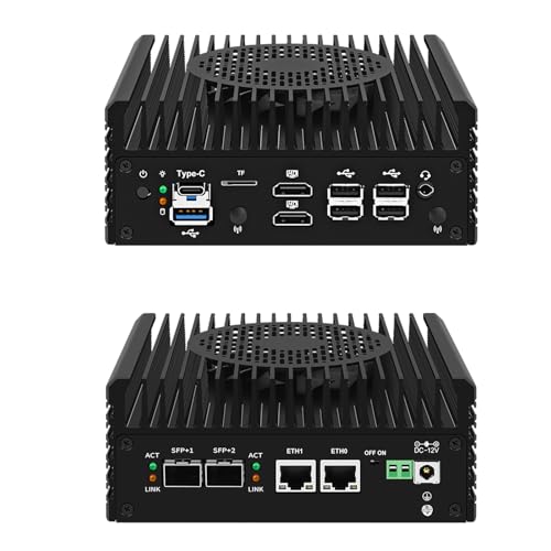 MOGINSOK Lüfterloser Mini-PC 10Gbe SFP+ Windows 11 Pro, Intel N305 (8C/8T) 32G DDR5 256G M.2 PCIE SSD, Mini-Desktop-Computer, Firewall Appliance unterstützt 4K Dual HDMI/USB3.2/WIFI6 für von MOGINSOK