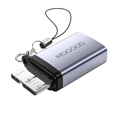 MOGOOD Micro B Stecker zu USB Buchse Adapter, Micro B zu USB3.0 Buchse, Micro B zu USB Buchse Datenadapter Kurzer Konverter Adapter für Computer, Laptops, Externe Festplatten (1 Pack) von MOGOOD