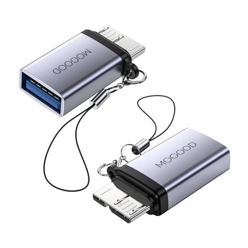 MOGOOD Micro B Stecker zu USB Buchse Adapter, Micro B zu USB3.0 Buchse, Micro B zu USB Buchse Datenadapter Kurzer Konverter Adapter für Computer, Laptops, Externe Festplatten (2 Pack) von MOGOOD
