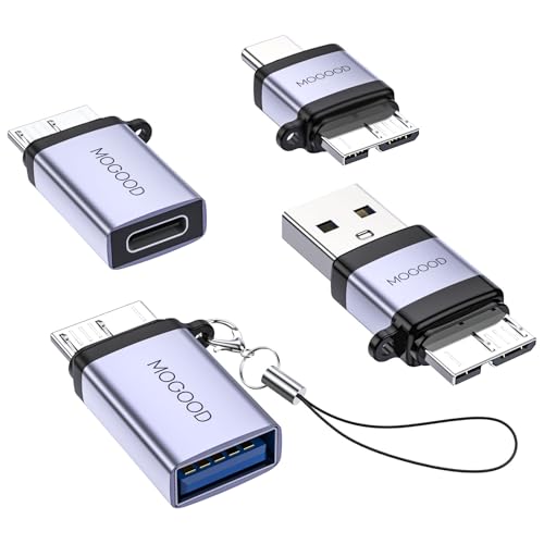 MOGOOD Micro B auf USB A/C Stecker, USB 3.0 Micro B auf USB A/C Buchsenadapter, Micro B auf USB oder USB C Stecker und Buchsenadapter (je 1 Stück). Für den Einsatz in verschiedenen Szenarien. von MOGOOD