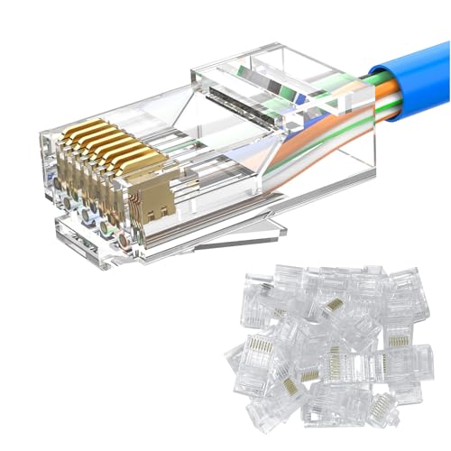 MOGOOD RJ45 Stecker, 25 Stück Cat6 Netzwerkstecker, Ungeschirmter Cat6 Stecker, Vergoldeter Ethernet Netzwerk Endstecker, RJ45 ernet Anschluss, RJ45 Crimpstecker für Cat6, Cat5E, Cat5 Verlegekabel MOGOOD RJ45 Stecker, 25 Stück Cat6 Netzwerkstecker, Ungeschirmter Cat6 Stecker, Vergoldeter Ethernet Netzwerk Endstecker, RJ45 ernet Anschluss, RJ45 Crimpstecker für Cat6, Cat5E, Cat5 Verlegekabel von MOGOOD
