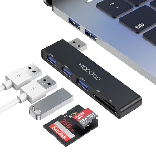 MOGOOD USB 3.0 Hub, USB Hub mit 5-Port geeignet, 5-in-1 USB Adapter auf 1 USB 3.0 Extension, 2 USB 2.0 Extensionund, SD/TF Kartenleser, geeignet für Laptops, Desktops PC, Xbox von MOGOOD