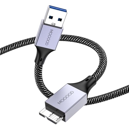 MOGOOD USB 3.0 Micro B Kabel, 0.5M USB 3.0 Stecker auf Micro B Stecker Datenkabel für externe Festplatten WD, Seagate, My Passport, Samsung Galaxy S5/Note 3/Note Pro 12,2 usw von MOGOOD