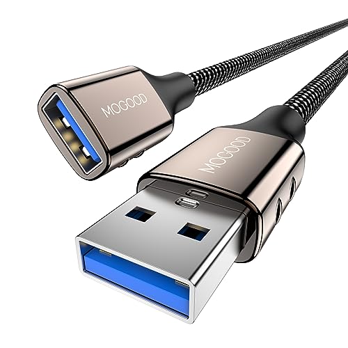 MOGOOD USB 3.0 Verlängerung Kabel 1M, USB Verlängerungskabel USB A Stecker auf A Buchse Gehäuse aus Nylon und Zinklegierung für USB-Stick, Tastatur, Drucker, PS4/5, USB Hub von MOGOOD