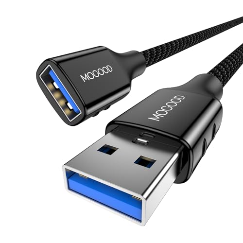 MOGOOD USB 3.0 Verlängerungskabel 1M - A Stecker Auf A Buchse - Gehäuse Aus Nylon Und Zinklegierung Für Stick, Tastatur, Drucker, PS4/5, Hub von MOGOOD