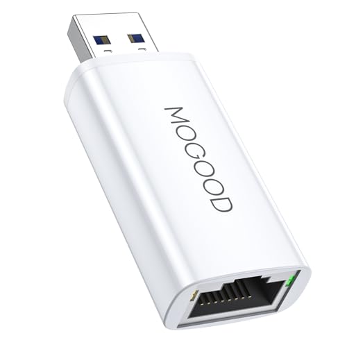 MOGOOD USB 3.0 auf Ethernet Adapter, USB 3.0 auf Gigabit Ethernet Netzwerkadapter, USB auf RJ45 LAN Adapter, 100/1000 Mbps RJ45 Internet Adapter für Chromebook, Laptop, Desktop, MacBook, Surface Pro von MOGOOD