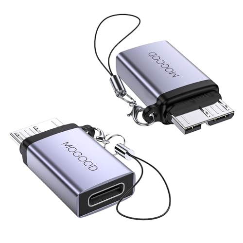 MOGOOD USB C Buchse auf Micro B Stecker Daten Aufladen Adapter, Micro B auf USB C Daten Ladekonverter Adapter für Externe Festplatte SSD Laufwerk, Digitalkamera, Telefon(2 Pack) von MOGOOD