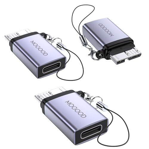 MOGOOD USB C Buchse auf Micro B Stecker Daten Aufladen Adapter, Micro B auf USB C Daten Ladekonverter Adapter für Externe Festplatte SSD Laufwerk, Digitalkamera, Telefon(3 Pack) von MOGOOD