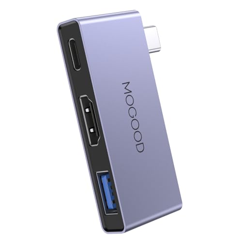 MOGOOD USB C zu HDMI Hub, USB C Digital AV Multiport Adapt mit 4K@60Hz, 100W Type C PD, USB 3.0 Datenport Kompatibel mit iPhone 15 Pro Max/15 Pro,Samsung S24/23, MacBook, iPad, Dell zu TV von MOGOOD