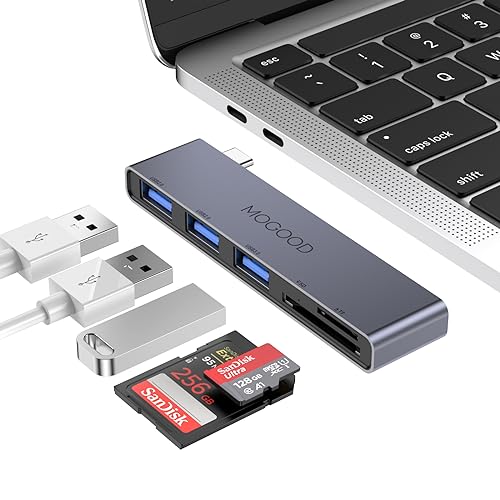 MOGOOD USB C Hub, 5 Anschlüsse, ultradünner Daten Hub mit 1 USB 3.0, 2 USB 2.0, TF/SD/MicroSD Kartenleser, tragbarer USB Splitter für MacBook, Surface Pro, XPS, Notebook PC und mehr von MOGOOD
