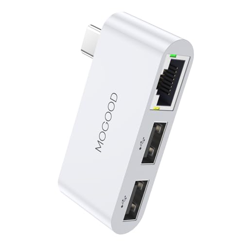 MOGOOD USB C to Ethernet Adapter Type-C Gigabit Ethernet Adapter 1Gbps 3-in-1 USB to RJ45 LAN Network for MacBook Pro/Air, iPhone 15 Pro/Max, Dell XPS, Galaxy S8-S23 and More von MOGOOD