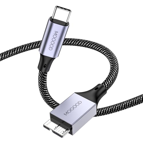 MOGOOD USB C auf Micro USB 3.0 Kabel (1m), Typ C 3.0 zu Micro USB 3.0 Festplattenkabel USB C Stecker auf Micro B Stecker Kompatibel Seagate, WD, Toshiba, Portable Externe Festplatte,Kamera und mehr von MOGOOD