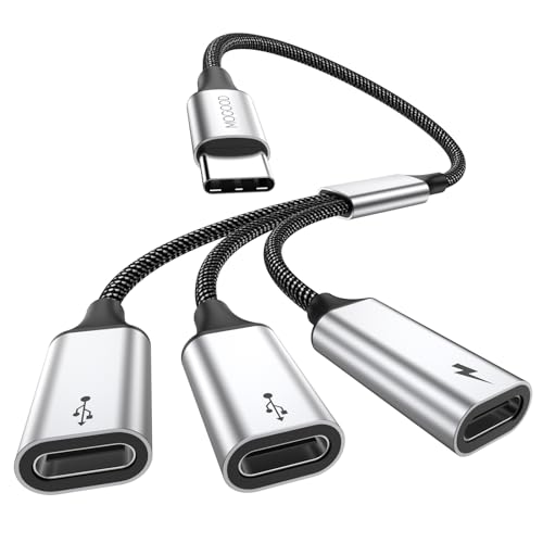 MOGOOD USB C auf USB C Buchse Adapter Y Kabel USB Splitter, USB C Stecker auf 3 USB-C Buchse Kabel Konverter, 3 USB C Ports Ladegerät Hub Netzteil Splitter für Laptop (Nicht für Monitor) von MOGOOD