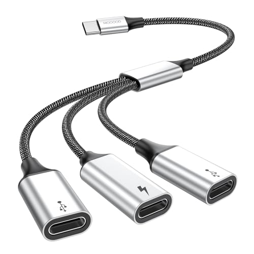 MOGOOD USB C auf USB C Buchse Adapter Y Kabel USB Splitter, USB C Stecker auf 3 USB-C Buchse Kabel Konverter, 3 USB C Ports Ladegerät Hub Netzteil Splitter für Laptop (Nicht für Monitor) von MOGOOD