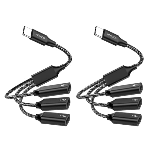 MOGOOD USB C auf USB C Buchse Adapter Y Kabel USB Splitter, USB C Stecker auf 3 USB-C Buchse Kabel Konverter, 3 USB C Ports Ladegerät Hub Netzteil Splitter für Laptop (Nicht für Monitor) von MOGOOD