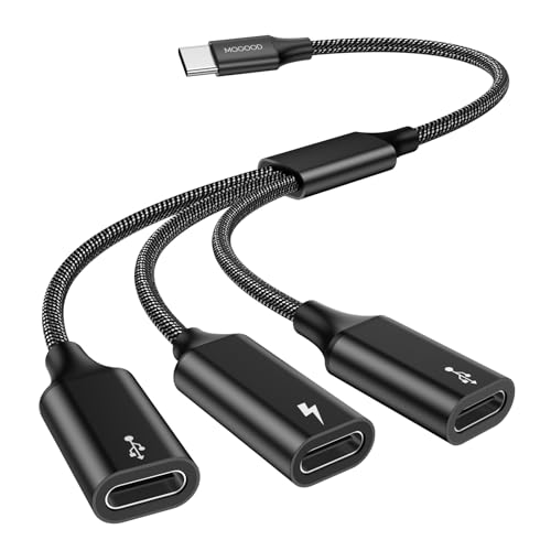 MOGOOD USB C auf USB C Buchse Adapter Y Kabel USB Splitter, USB C Stecker auf 3 USB-C Buchse Kabel Konverter, 3 USB C Ports Ladegerät Hub Netzteil Splitter für Laptop (Nicht für Monitor) von MOGOOD