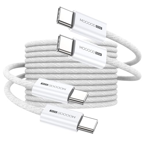 MOGOOD USB C auf USB C Kabel(2-Stück 2M+2M), USB Typ C PD Ladekabel Nylon für iPhone15/15 Pro/15 Pro Max, Samsung Galaxy S23 /S22, Pixel und mehr(weiß) von MOGOOD