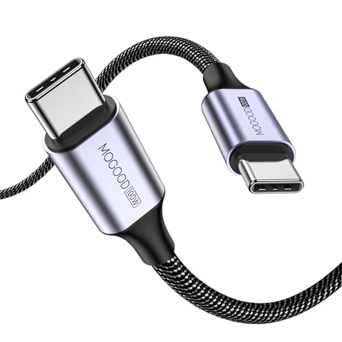 MOGOOD USB C auf USB C Kabel, C Stecker auf C Stecker, 60W Geflochtenes USB C auf C Schnellladekabel für iPhone 15/15 Pro/15 Plus,MacBook Pro,iPad Air 4,Samsung Galaxy S23 S22 S21 Ultra(Grau/3M) von MOGOOD