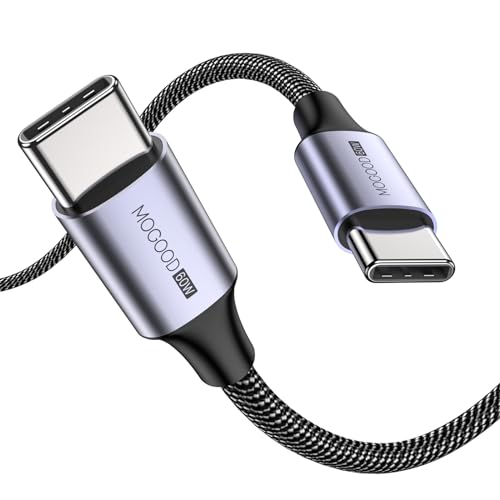 MOGOOD USB C auf USB C Kabel, iPhone 15 ladekabel 60W, geflochtenes USB C Schnellladekabel für iPhone 15/15 Plus/15 Pro Max,MacBook Pro,iPad Air 4,Samsung Galaxy S23 S22 S21 Ultra(Grau/1M) von MOGOOD