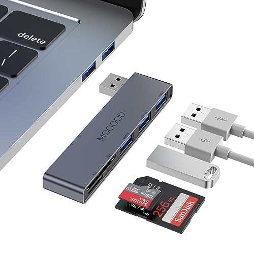 MOGOOD USB Hub, 5 Anschlüsse, ultradünner Daten Hub mit 1 USB 3.0, 2 USB 2.0, TF/SD/MicroSD Kartenleser, tragbarer USB Splitter für MacBook, Surface Pro, XPS, Notebook PC, USB Flash Drives, und mehr von MOGOOD