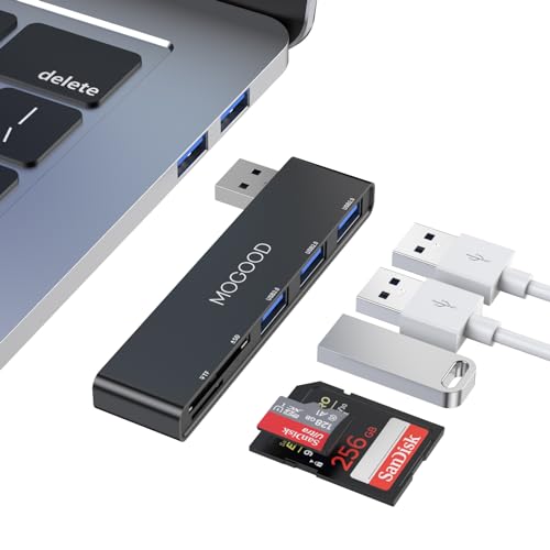 MOGOOD USB Hub, 5 Anschlüsse, ultradünner Daten Hub mit 1 USB 3.0, 2 USB 2.0, TF/SD/MicroSD Kartenleser, tragbarer USB Splitter für MacBook, Surface Pro, XPS, Notebook PC, USB Flash Drives, und mehr von MOGOOD