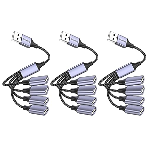 MOGOOD USB Splitter, 4 in1 USB Kabel, USB Hub, USB zu USB Adapter, USB Splitter mit Mehreren Steckdosen, USB zu 4 USB Buchse, Multi Port Kabelkonverter, USB Stromverlängerungskabel für PC/Auto/TV von MOGOOD