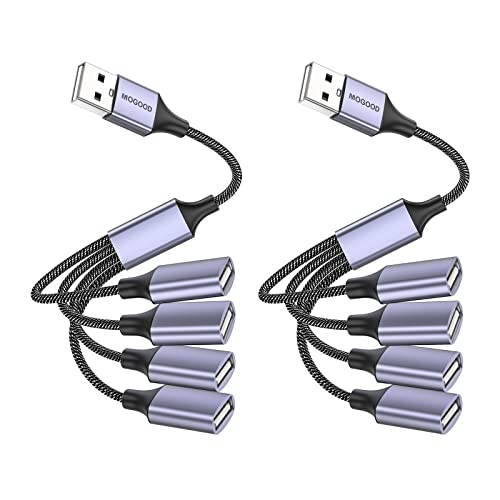 MOGOOD USB Splitter, 4 in1 USB Kabel, USB Hub, USB zu USB Adapter, USB Splitter mit mehreren Steckdosen, USB zu 4 USB Buchse, Multi Port Kabelkonverter, USB Stromverlängerungskabel für PC/Auto/TV von MOGOOD