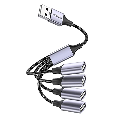 MOGOOD USB Splitter 4 in1 USB Kabel USB Hub USB zu USB Adapter USB Splitter mit mehreren Steckdosen USB zu 4 USB Buchse Multi Port Kabelkonverter USB Stromverlängerungskabel für PC/Auto/TV von MOGOOD