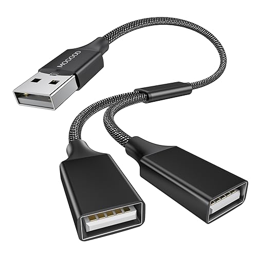 MOGOOD USB Splitter Kabel USB Y Splitter Adapter Dual USB 2.0 Netzkabe lweiterung für Lade/Daten übertragung Dual Double USB Port Extender Hub Extra Multiport Data Split Adapter für Laptop/Mac/Auto von MOGOOD