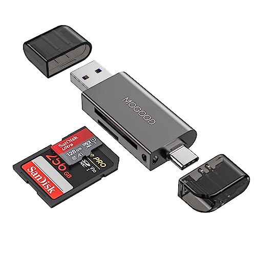 SD-Kartenleser MOGOOD Speicherkartenleser Adapter USB 3.0 auf Speicherkartenleser Adapter Micro SD Kartenleser Speicherkartenleser mit Zwei Anschlüssen für Externe Kamera SD SDHC SDXC MicroSD UHS-I von MOGOOD