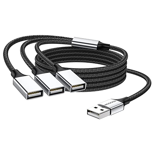 MOGOOD USB 3 Port Splitter Kabel USB Typ B Splitter 1 Stecker auf 3 Buchse USB 2.0 Adapter Netz Kabel Verl ngerungshub zum Aufladen/Daten übertragung/Laptop/Mac (1m, Schwarz) von MOGOOD