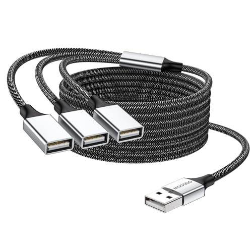 USB 3 Port Splitter Kabel MOGOOD USB Typ B Splitter 1 Stecker auf 3 Buchse USB 2.0 Adapter Netz kabel Verl ngerungshub zum Aufladen/Daten übertragung/Laptop/Mac (2m, Schwarz) von MOGOOD