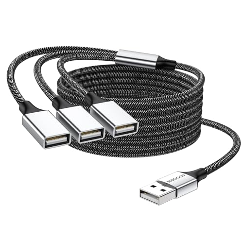 MOGOOD USB 3 Port Splitter Kabel USB Typ B Splitter 1 Stecker auf 3 Buchse USB 2.0 Adapter Netz Kabel Verl ngerungshub zum Aufladen/Daten übertragung/Laptop/Mac (2m, Schwarz) von MOGOOD