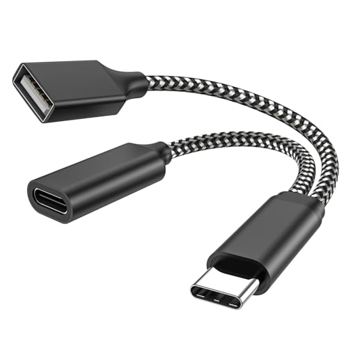 USB C auf USB Adapter OTG und Ladekabel 2 in 1 USB-C Splitter mit PD 18W Schnellladung Typ C OTG und USB A Buchse Port kompatibel für Chromecast Google TV,iPad Pro und Pi-KVM,3D Drucker,Samsung S22 von MOGOOD