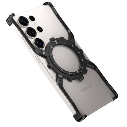 MOHDAHL Minimalistische Schutzhülle für Samsung Galaxy S23 Ultra, Aluminium-Metall, rahmenlos, mit 360° drehbarem Ständer, schlanke, stoßfeste Schutzhülle aus Metall in Militärqualität, Schwarz MOHDAHL Minimalistische Schutzhülle für Samsung Galaxy S23 Ultra, Aluminium-Metall, rahmenlos, mit 360° drehbarem Ständer, schlanke, stoßfeste Schutzhülle aus Metall in Militärqualität, Schwarz von MOHDAHL