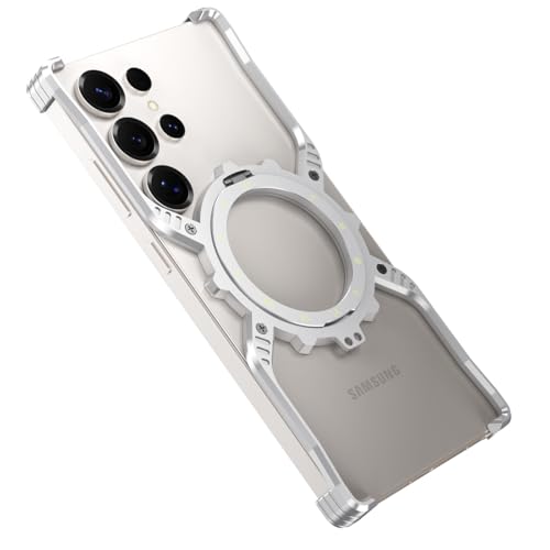 MOHDAHL Minimalistische Schutzhülle für Samsung Galaxy S25 Ultra, Aluminium-Metall, rahmenlos, mit 360° drehbarem Ständer, schlanke, stoßfeste Schutzhülle aus Metall in Militärqualität, silberfarben MOHDAHL Minimalistische Schutzhülle für Samsung Galaxy S25 Ultra, Aluminium-Metall, rahmenlos, mit 360° drehbarem Ständer, schlanke, stoßfeste Schutzhülle aus Metall in Militärqualität, silberfarben von MOHDAHL
