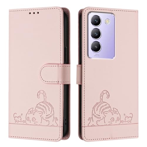 MOJIA Case for Vivo V40 SE, [Magnetic Buckle Closure] Premium PU Leather Wallet Case Flip Phone Cover, with RFID Anti-Theft Function. Rose Gold von MOJIA