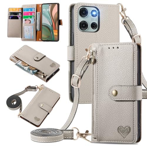 MOJIA Geldbörse Hülle für Motorola Moto G75 5G, Sanft Premium-Leder Klapphülle Handyhülle, Anti-Fall Schutzhülle mit Schulterriemen. Grau MOJIA Geldbörse Hülle für Motorola Moto G75 5G, Sanft Premium-Leder Klapphülle Handyhülle, Anti-Fall Schutzhülle mit Schulterriemen. Grau von MOJIA