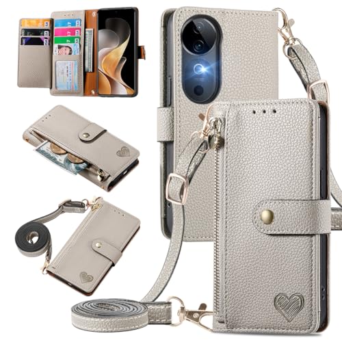 MOJIA Geldbörse Hülle für Vivo V40 5G, Sanft Premium-Leder Klapphülle Handyhülle, Anti-Fall Schutzhülle mit Schulterriemen. Grau MOJIA Geldbörse Hülle für Vivo V40 5G, Sanft Premium-Leder Klapphülle Handyhülle, Anti-Fall Schutzhülle mit Schulterriemen. Grau von MOJIA