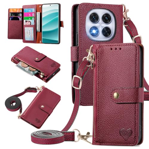MOJIA Geldbörse Hülle für Xiaomi Redmi Note 14 Pro 5G / Poco X7 5G, Sanft Premium-Leder Klapphülle Handyhülle, Anti-Fall Schutzhülle mit Schulterriemen. Rot MOJIA Geldbörse Hülle für Xiaomi Redmi Note 14 Pro 5G / Poco X7 5G, Sanft Premium-Leder Klapphülle Handyhülle, Anti-Fall Schutzhülle mit Schulterriemen. Rot von MOJIA