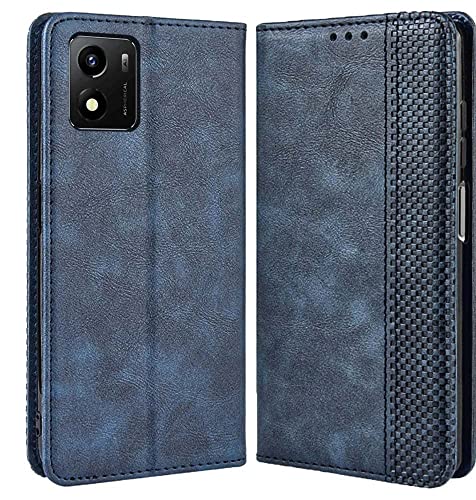 MOJIA Hülle Flip Case für VIVO Y01, PU Dünne Magnetische Klapphülle Handyhülle Schutzhülle mit Kartenfach und Standfunktion. Blau von MOJIA