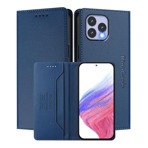 MOJIA Hülle für Cubot P80 / Wiko T60, Sturz- und Kratzfest, Hochwertiges PU-Leder Folio Brieftasche Handyhülle [magnetischer Verschluss]. Dark Blue von MOJIA