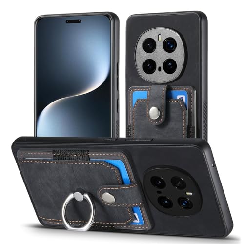 MOJIA Hülle für Honor Magic7 Pro/Magic 7 Pro, Ultra Dünne Anti-Fall TPU Handyhülle, Kartenhalter Multifunktionshülle mit Halterungsring. Schwarz von MOJIA