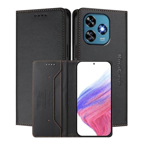 MOJIA Hülle für Oukitel C51, Sturz- und Kratzfest, Hochwertiges PU-Leder Folio Brieftasche Handyhülle [magnetischer Verschluss]. Black von MOJIA
