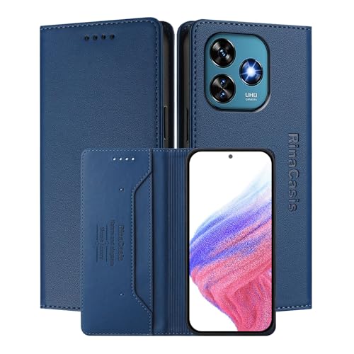 MOJIA Hülle für Oukitel C51, Sturz- und Kratzfest, Hochwertiges PU-Leder Folio Brieftasche Handyhülle [magnetischer Verschluss]. Dark Blue von MOJIA