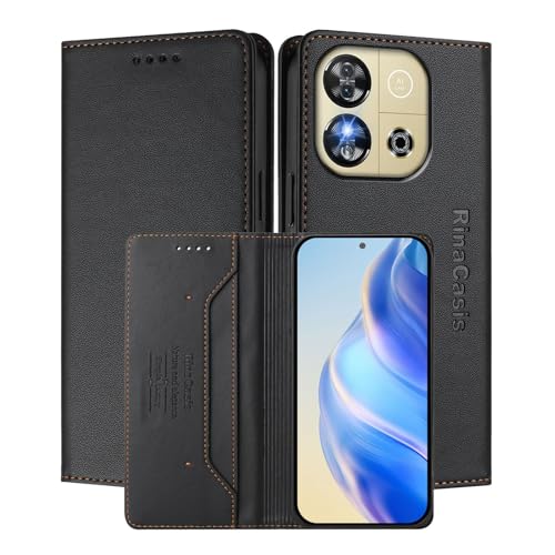 MOJIA Hülle für Oukitel C57S / C57 Pro, Sturz- und Kratzfest, Hochwertiges PU-Leder Folio Brieftasche Handyhülle [magnetischer Verschluss]. Black von MOJIA