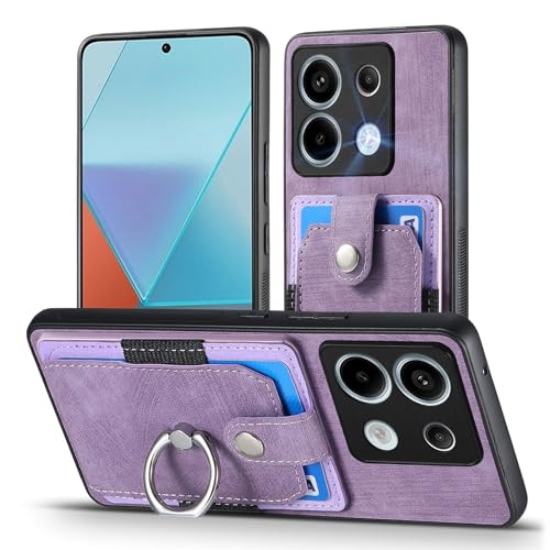 MOJIA Hülle für Xiaomi Redmi Note 13 Pro 5G / Poco X6 5G, Ultra Dünne Anti-Fall TPU Handyhülle, Kartenhalter Multifunktionshülle mit Halterungsring. Lila von MOJIA