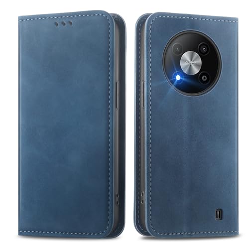 MOJIA Hülle für ZTE Blade A73 5G, PU Folio Leder Brieftaschen Schutzhülle [Magnetverschluss], Handyhülle mit TPU Innenschale, Kartenhalter Ständerhülle. Blau von MOJIA