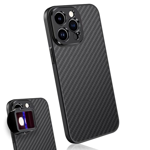 MOJOGEAR 17-mm-Objektivhülle kompatibel mit i Phone 15 Pro – Smartphone Gehäuse mit Objektivhalterung — Carbon — Schwarz von MOJOGEAR